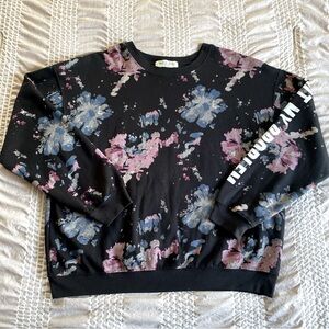 Wound Up “Not My Problem” Black Floral Women’s XXL Pullover Comfy Sweatshirt